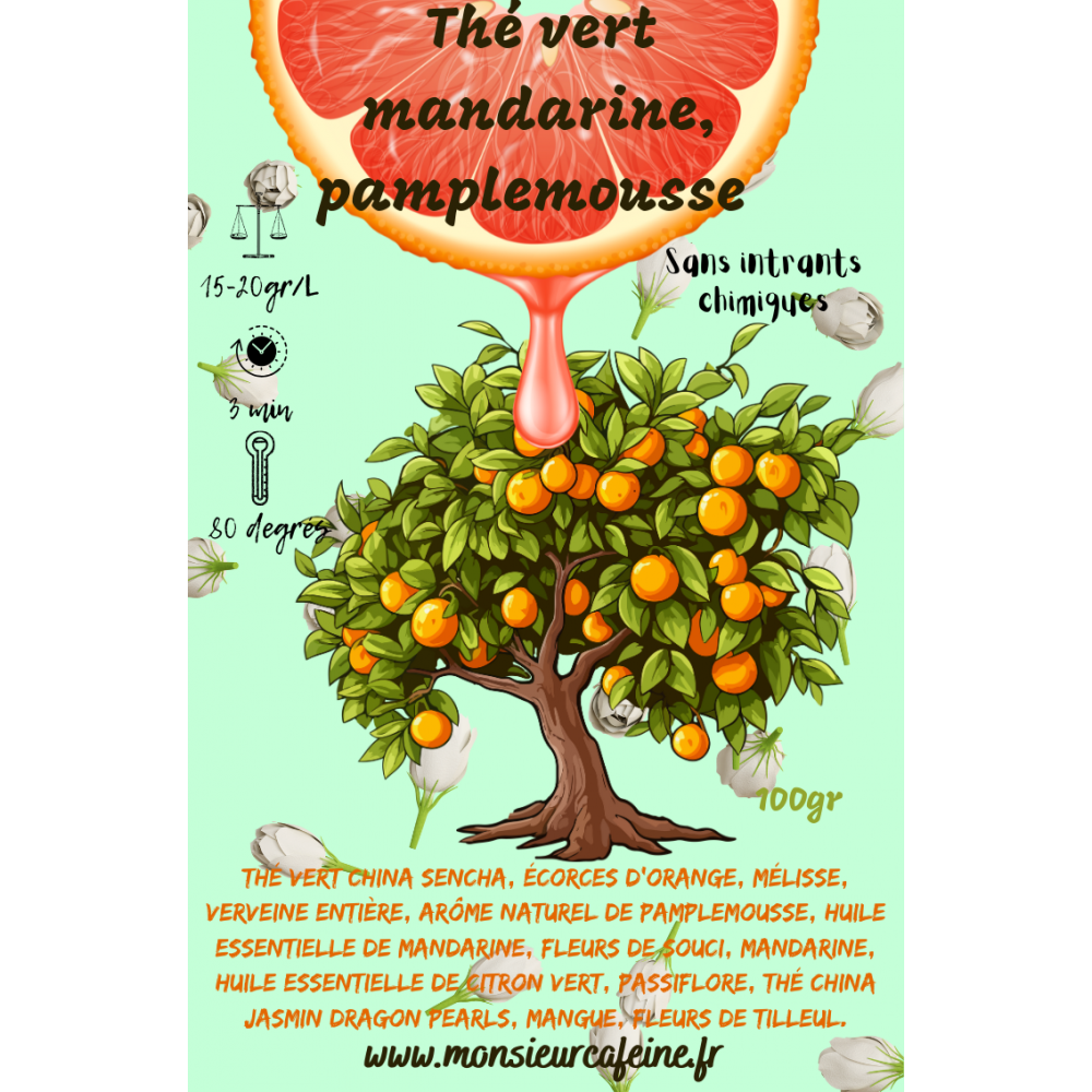 Thé vert mandarine, pamplemousse