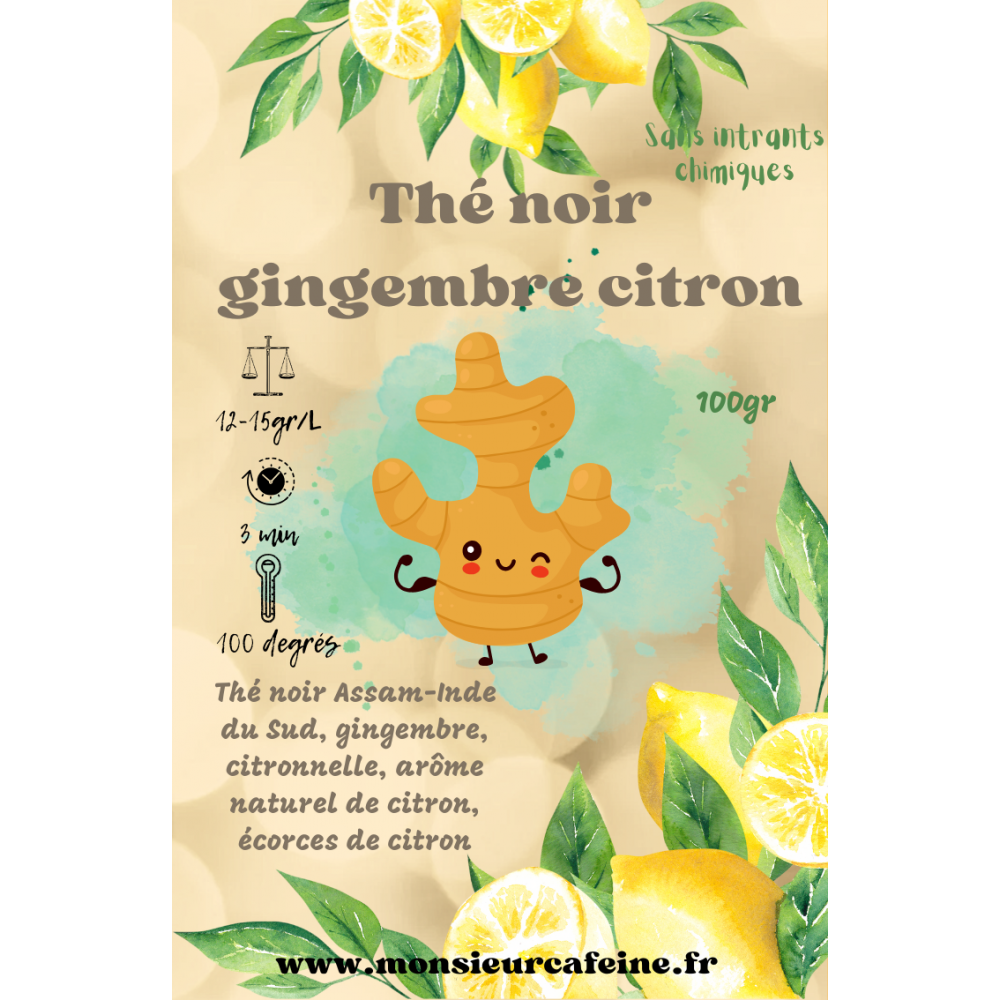 Thé noir citron, gingembre